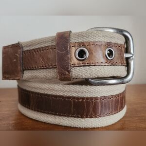 USA.Distressed Leather/Cotton Belt
